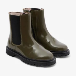 Jacadi Ankle & Lined Boots|Girl Chelsea boots in smooth leather Khaki