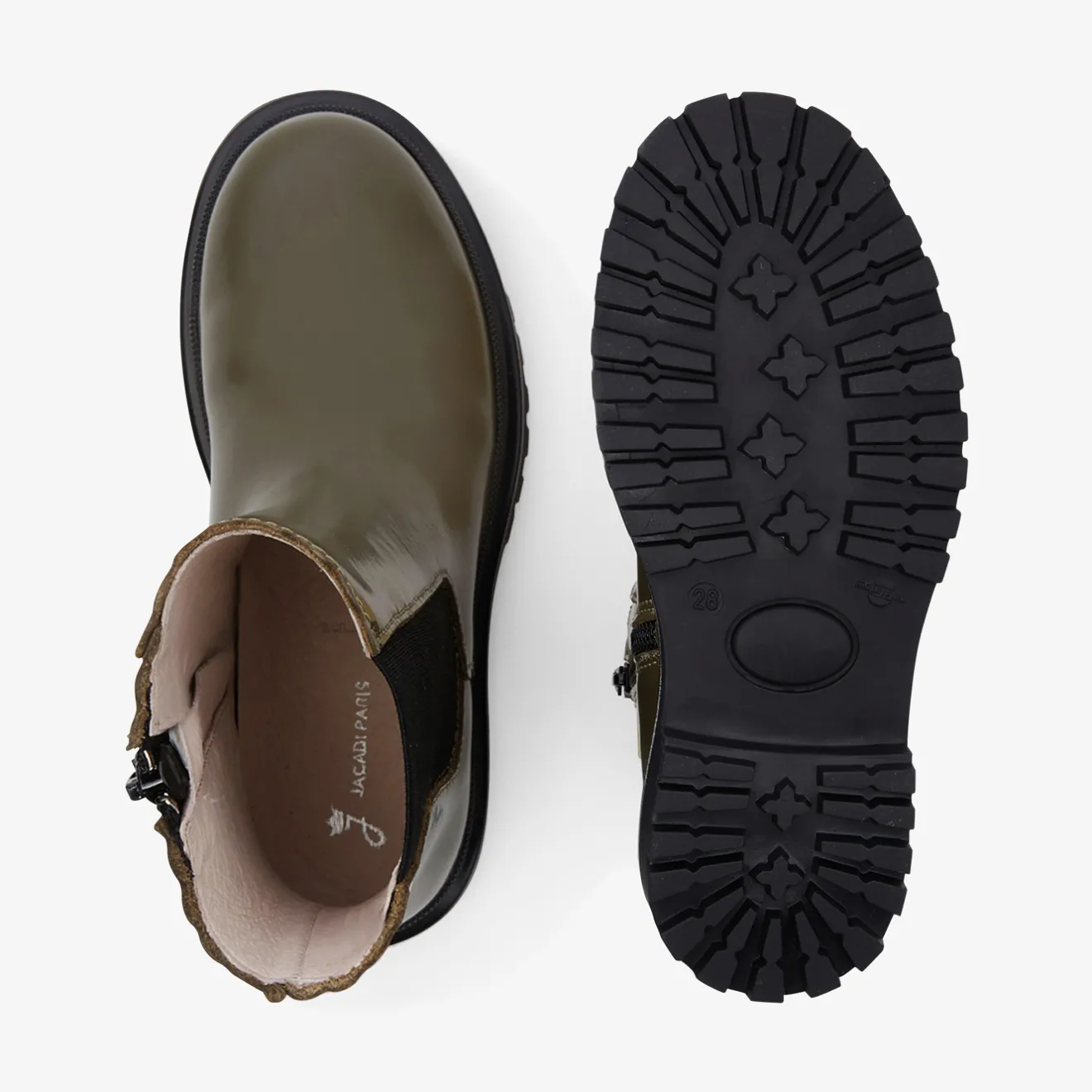 Jacadi Ankle & Lined Boots|Girl Chelsea boots in smooth leather Khaki