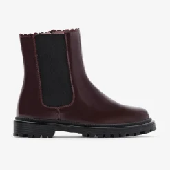 Jacadi Ankle & Lined Boots|Girl Chelsea boots in smooth leather Burgundy