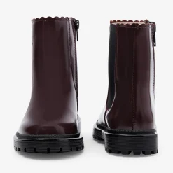 Jacadi Ankle & Lined Boots|Girl Chelsea boots in smooth leather Burgundy