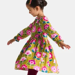 Jacadi Dresses And Skirts|Girl dress in velvet milleraies Mustard/Multicolour