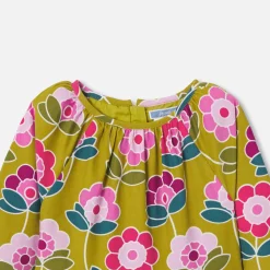 Jacadi Dresses And Skirts|Girl dress in velvet milleraies Mustard/Multicolour