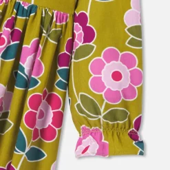 Jacadi Dresses And Skirts|Girl dress in velvet milleraies Mustard/Multicolour