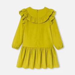 Jacadi Dresses And Skirts|Girl dress in velvet milleraies Mustard
