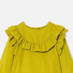 Jacadi Dresses And Skirts|Girl dress in velvet milleraies Mustard