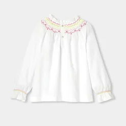 Jacadi Blouses And Shirts|Girl flannel blouse Jacadi White