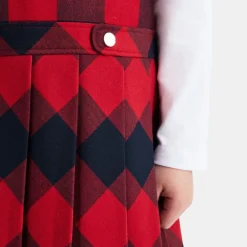 Jacadi Dresses And Skirts|Girl flannel pinafore dress Navy/Red