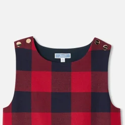 Jacadi Dresses And Skirts|Girl flannel pinafore dress Navy/Red