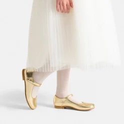 Jacadi Mary Janes, T-Straps And Ballet Flats|Girl glazed leather Mary Janes Yellow gold