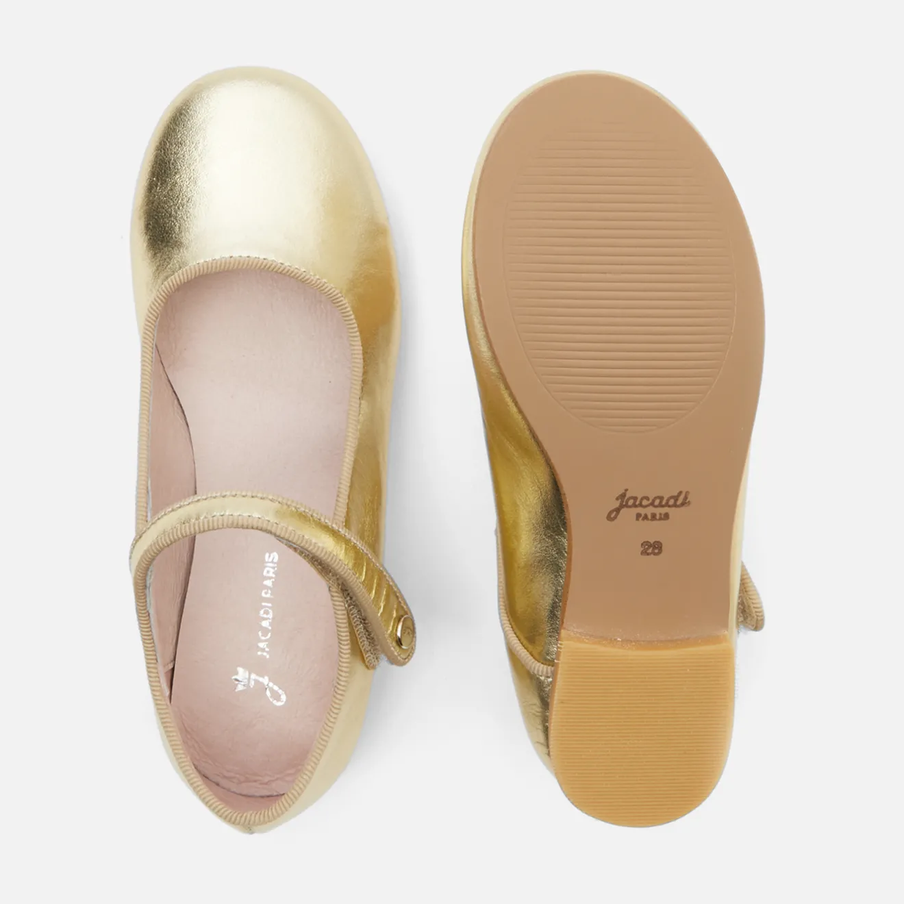 Jacadi Mary Janes, T-Straps And Ballet Flats|Girl glazed leather Mary Janes Yellow gold
