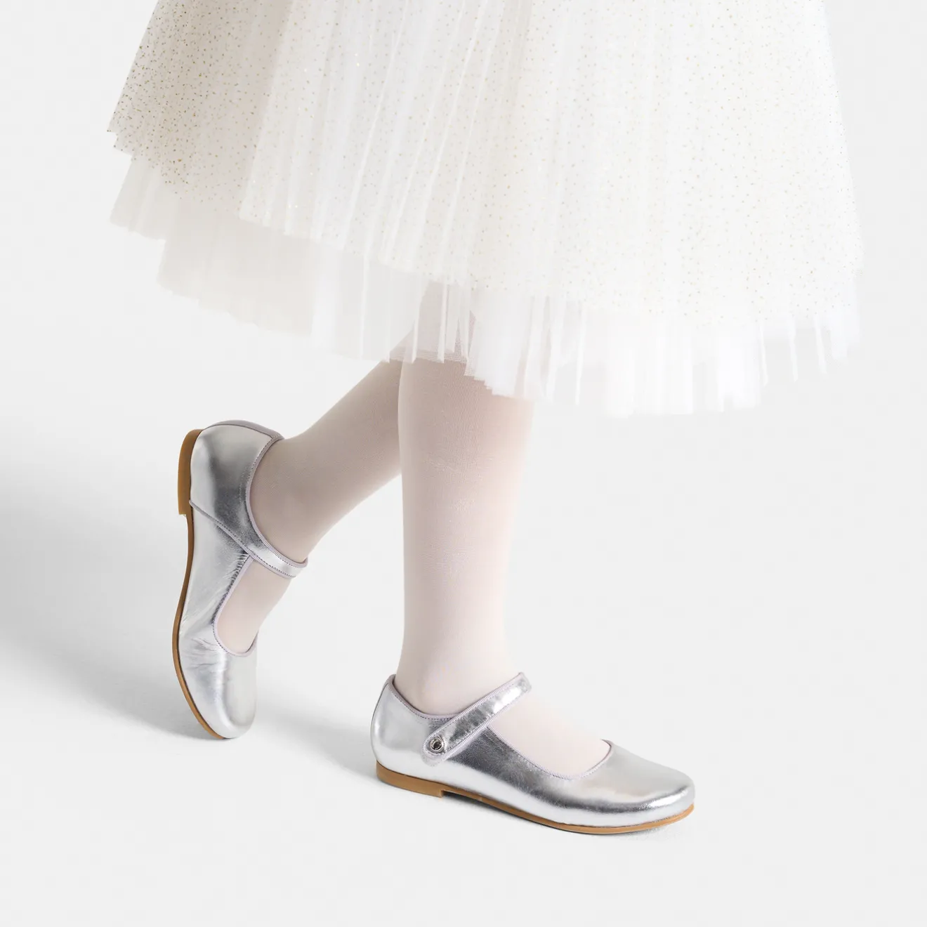 Jacadi Mary Janes, T-Straps And Ballet Flats|Girl glazed leather Mary Janes Silver