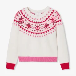 Jacadi Cardigans, Sweaters And Sweatshirts|Girl jacquard sweater Soft White/Multicolour