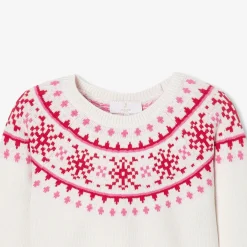 Jacadi Cardigans, Sweaters And Sweatshirts|Girl jacquard sweater Soft White/Multicolour