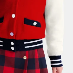 Jacadi Cardigans, Sweaters And Sweatshirts|Girl knitted varsity jacket Red/Multicolout