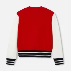 Jacadi Cardigans, Sweaters And Sweatshirts|Girl knitted varsity jacket Red/Multicolout