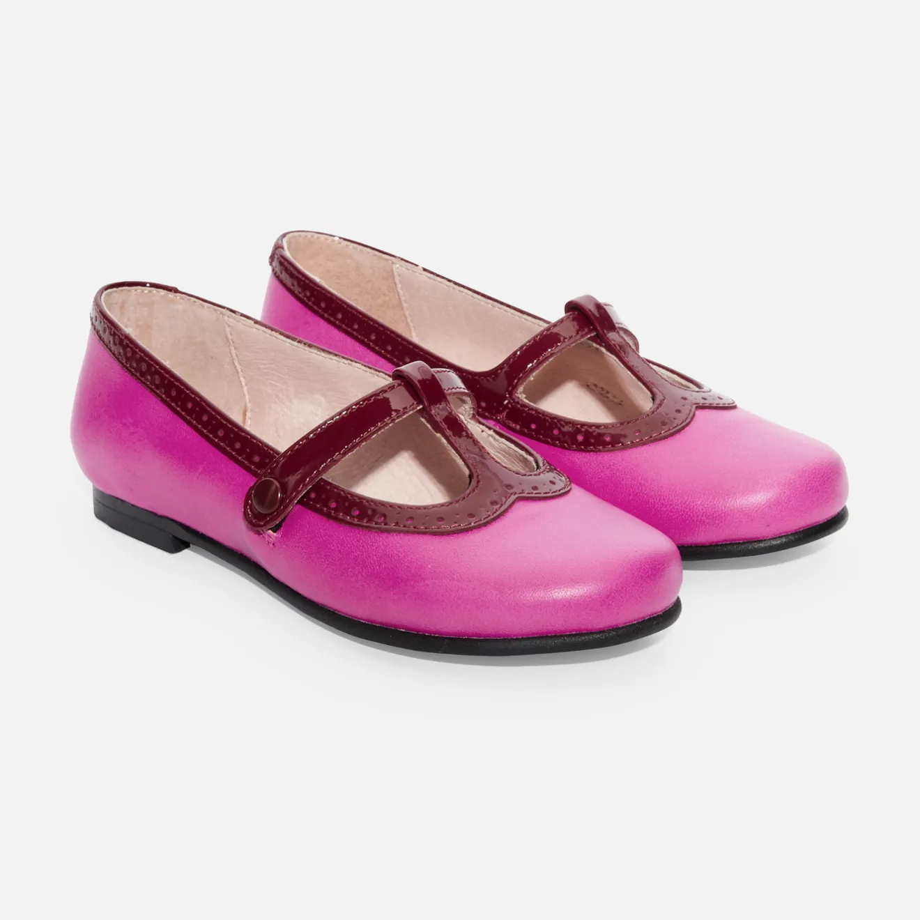 Jacadi Mary Janes, T-Straps And Ballet Flats|Girl leather t-bar shoes Pink