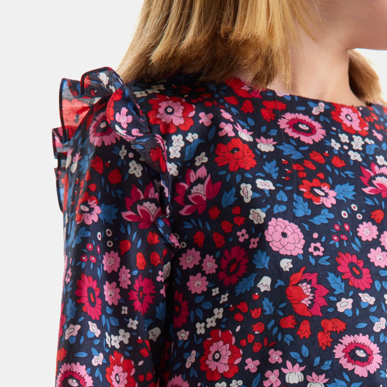 Jacadi Dresses And Skirts|Girl Liberty fabric dress Navy/Multicolour