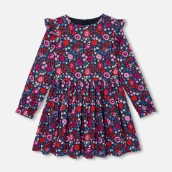 Jacadi Dresses And Skirts|Girl Liberty fabric dress Navy/Multicolour
