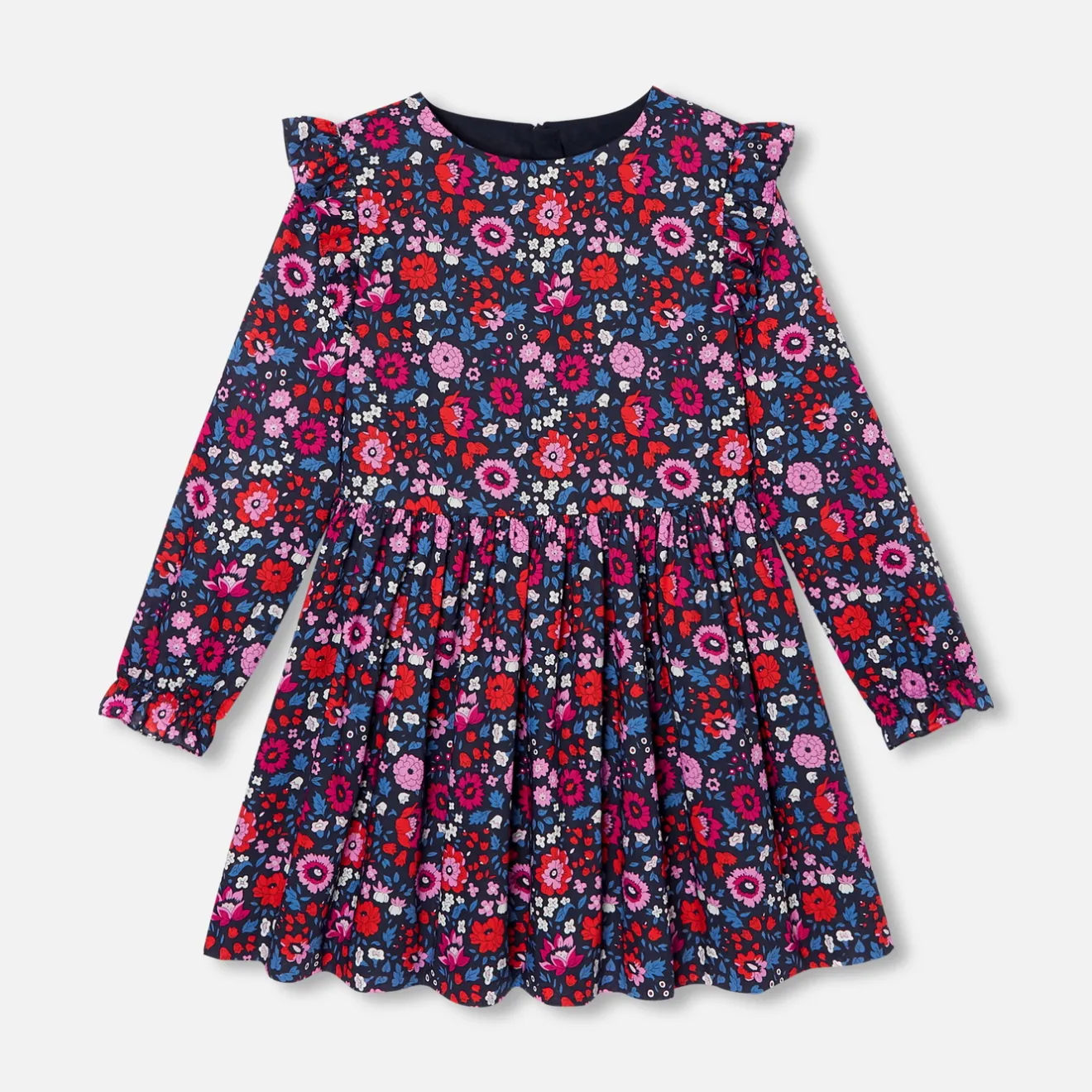 Jacadi Dresses And Skirts|Girl Liberty fabric dress Navy/Multicolour