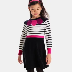 Jacadi Dresses And Skirts|Girl long-sleeved dress White/Navy