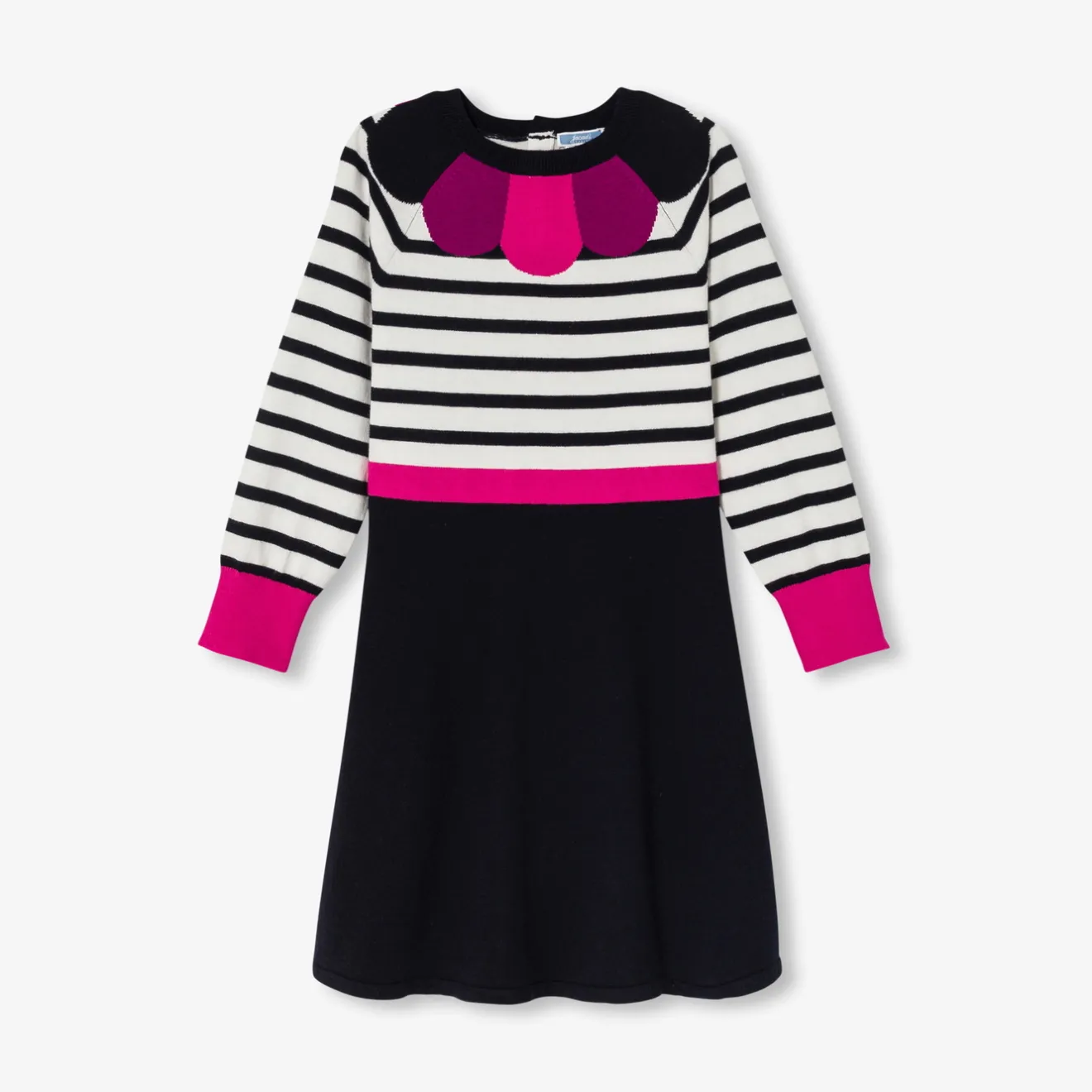 Jacadi Dresses And Skirts|Girl long-sleeved dress White/Navy