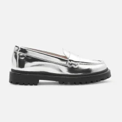 Jacadi Loafers, Lace-Ups And Moccasins|Girl moccasins in glazed leather Silver