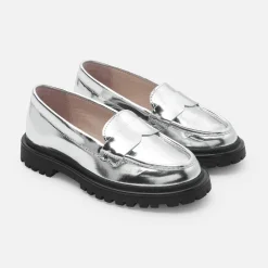 Jacadi Loafers, Lace-Ups And Moccasins|Girl moccasins in glazed leather Silver
