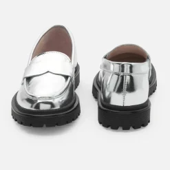 Jacadi Loafers, Lace-Ups And Moccasins|Girl moccasins in glazed leather Silver