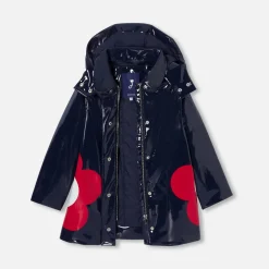 Jacadi Coats And Outerwear|Girl Coats & Puffer Jackets|Girl patent raincoat Jacadi Navy