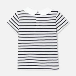 Jacadi T-Shirts, Polo Shirts|Girl striped polo shirt White/Navy