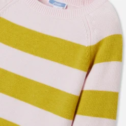 Jacadi Cardigans, Sweaters And Sweatshirts|Girl striped sweater Pink/Green