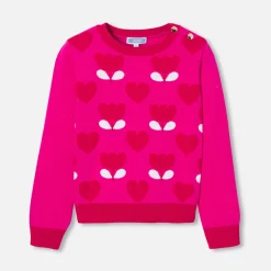 Jacadi Cardigans, Sweaters And Sweatshirts|Girl tulip sweater Pink/Red