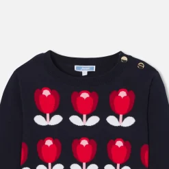 Jacadi Cardigans, Sweaters And Sweatshirts|Girl tulip sweater Jacadi Navy