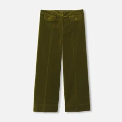 Jacadi Pants And Sweatpants|Girl wide-leg velour trousers Olive green
