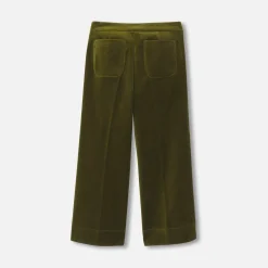 Jacadi Pants And Sweatpants|Girl wide-leg velour trousers Olive green