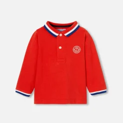 Jacadi Polos And T-Shirts|Long-sleeved baby boy polo shirt Bright red