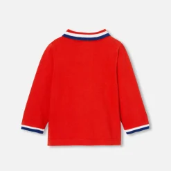 Jacadi Polos And T-Shirts|Long-sleeved baby boy polo shirt Bright red