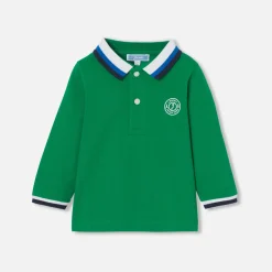 Jacadi Polos And T-Shirts|Long-sleeved baby boy polo shirt Dark green