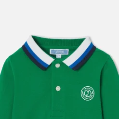 Jacadi Polos And T-Shirts|Long-sleeved baby boy polo shirt Dark green