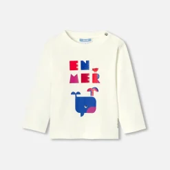 Jacadi Polos And T-Shirts|Long-sleeved baby boy T-shirt Jacadi soft white