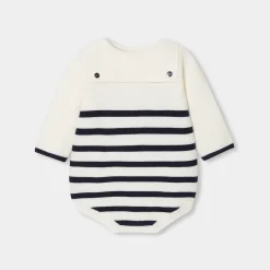 Jacadi Bloomers, Overalls And Sets|Mon first baby romper White/Navy