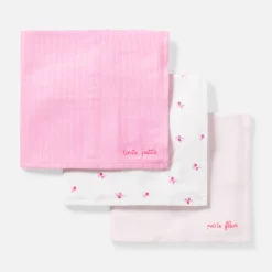 Jacadi Bibs And Swaddling Cloths|Set of 3 swaddling clothes Pink/Multicolour