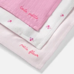 Jacadi Bibs And Swaddling Cloths|Set of 3 swaddling clothes Pink/Multicolour