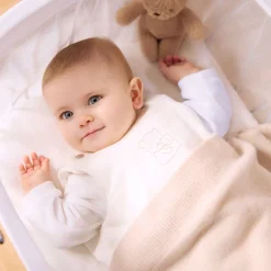 Jacadi Sleeping Bags And Blankets|Sleeping Bags And Blankets|Sleeping bag 0-6 months in linen Jacadi soft white