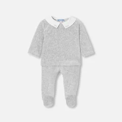 Jacadi Bloomers, Overalls And Sets|Velvet baby comfort set Jacadi light Heather Grey