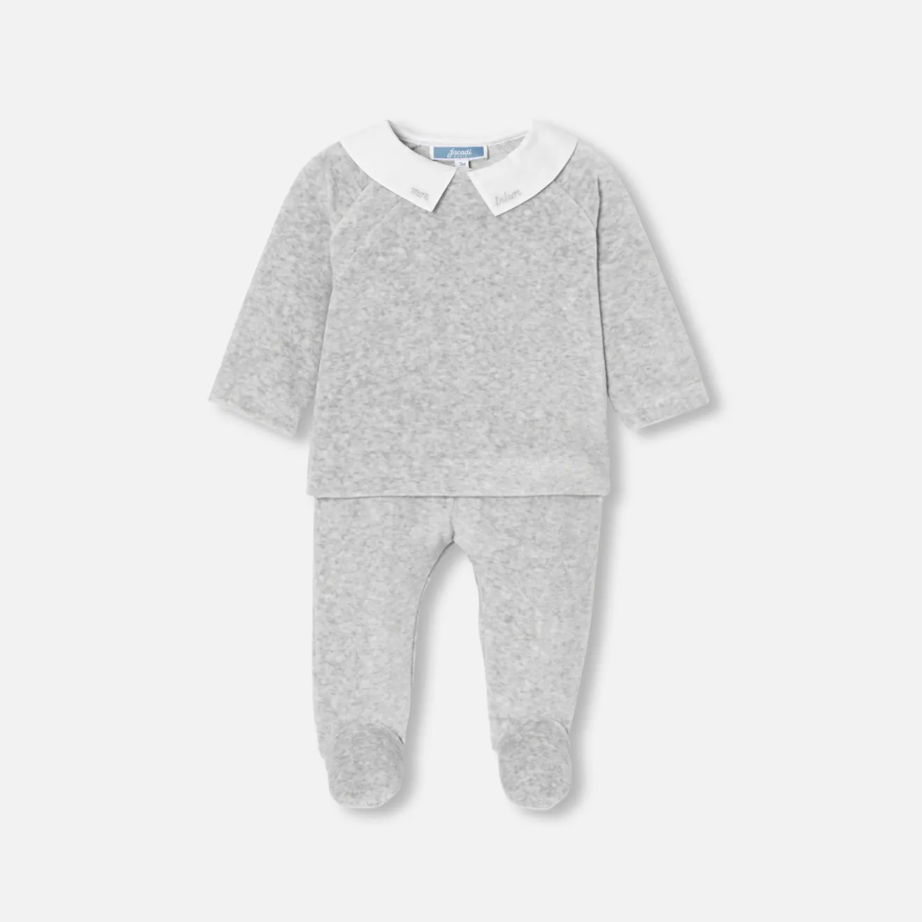 Jacadi Bloomers, Overalls And Sets|Velvet baby comfort set Jacadi light Heather Grey